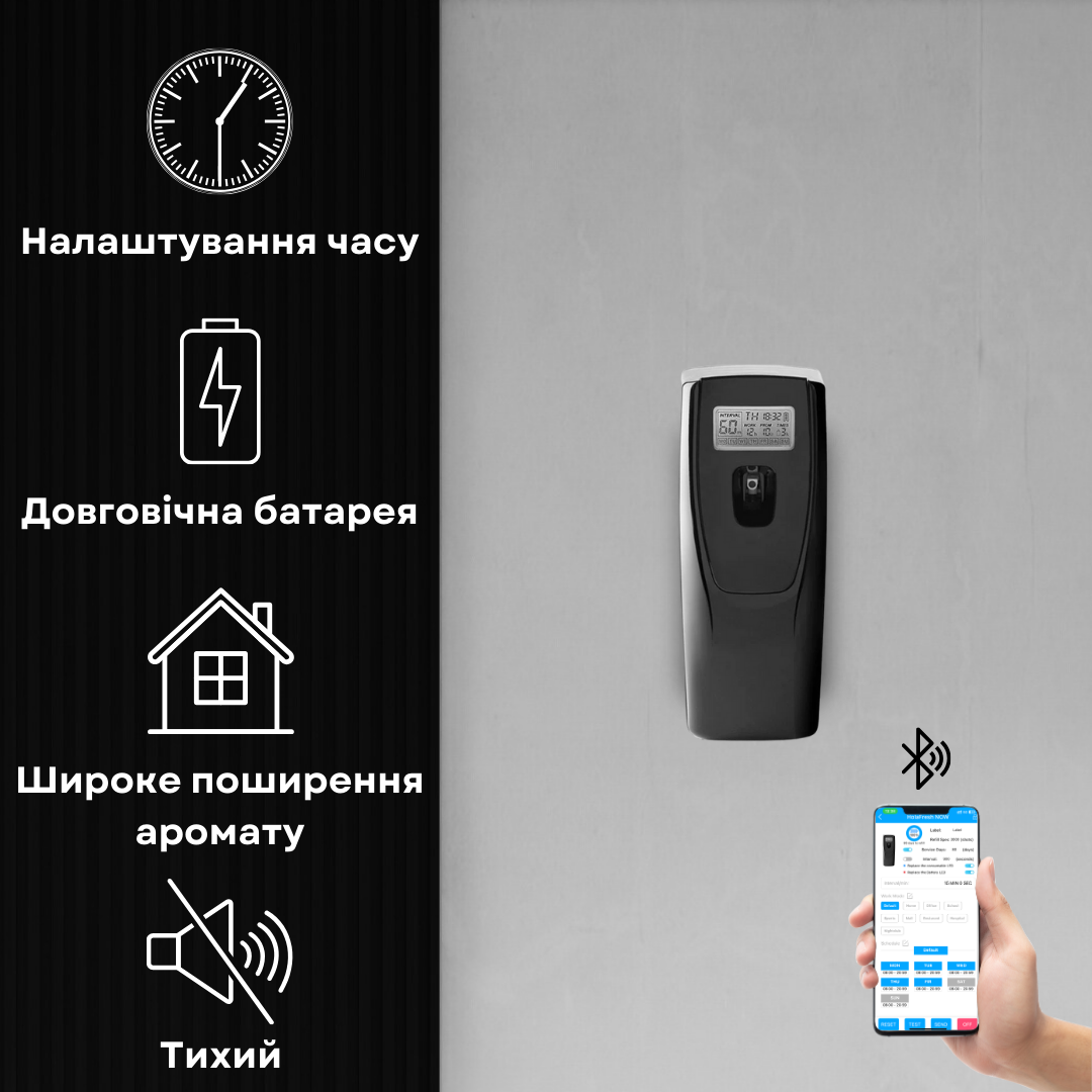 Диспенсер для автоматичного розпилення аромату "SOLO 120 APP", чорний