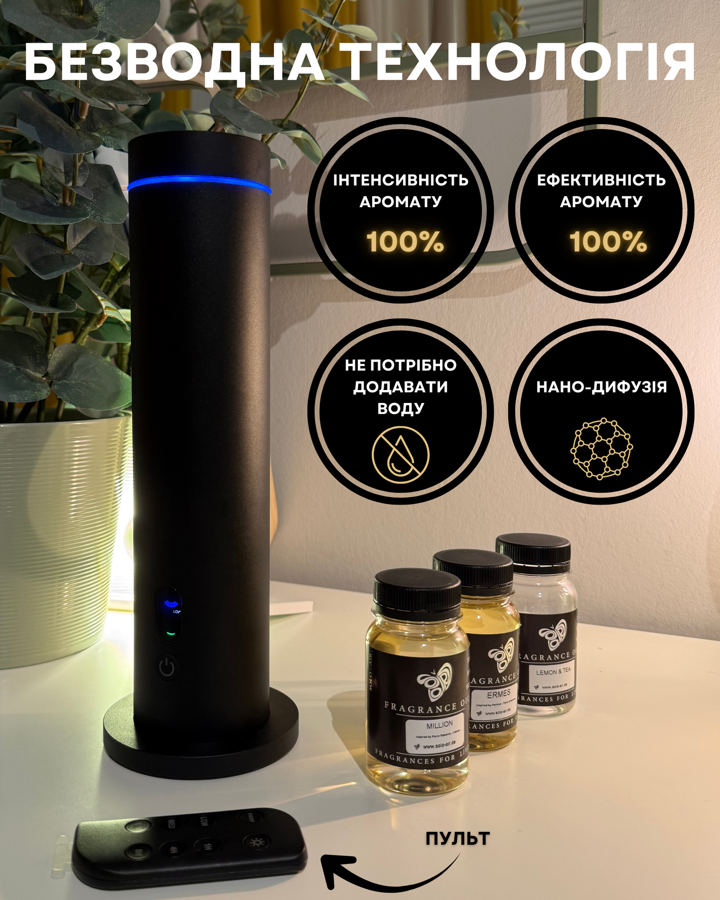 Дифузор "INCANTO-124" WiFi/Bluetooth, чорний з АКБ