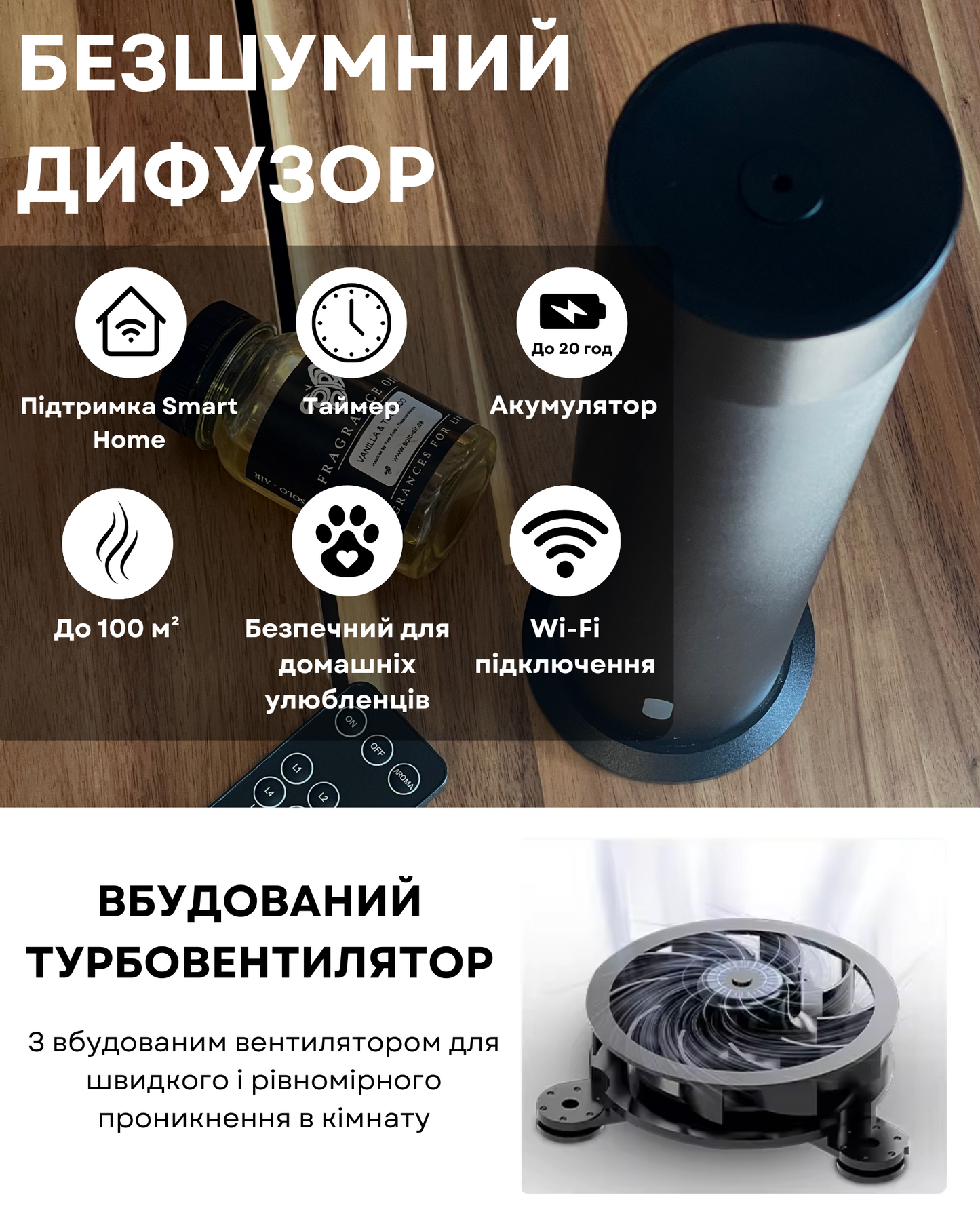 Диффузер "INCANTO-124" WiFi/Bluetooth, черный