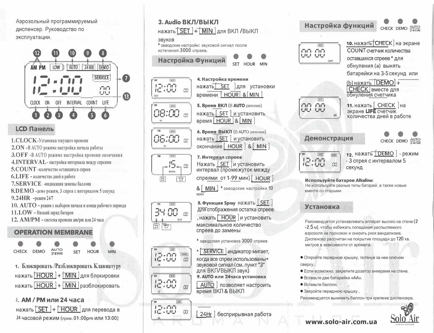 Диспенсер для автоматичного розпилення аромату "Solo-Air" LUX, чорний/серебро