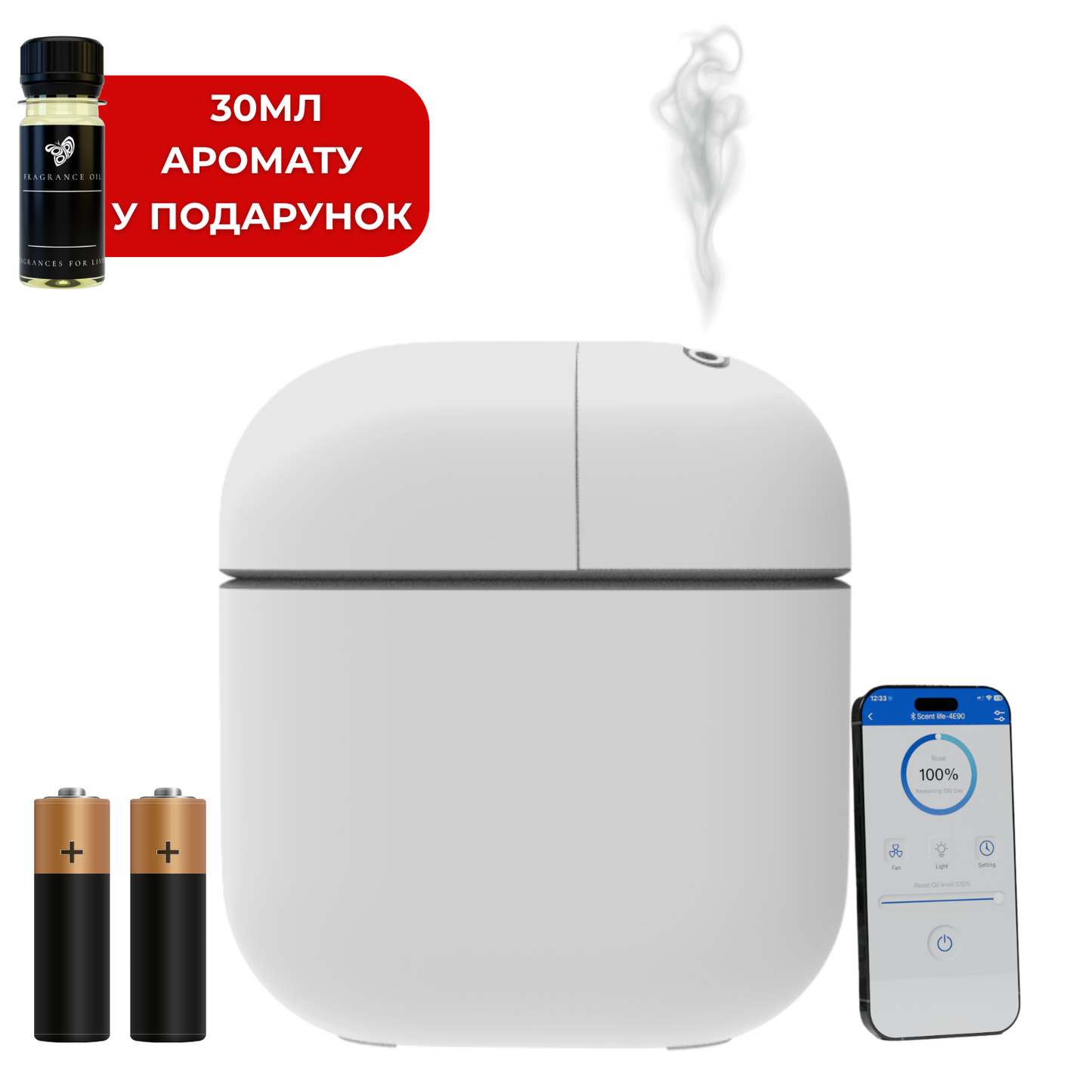Диффузер "INCANTO-121 D" Bluetooth, работает от батареек D типа (LR20), белый