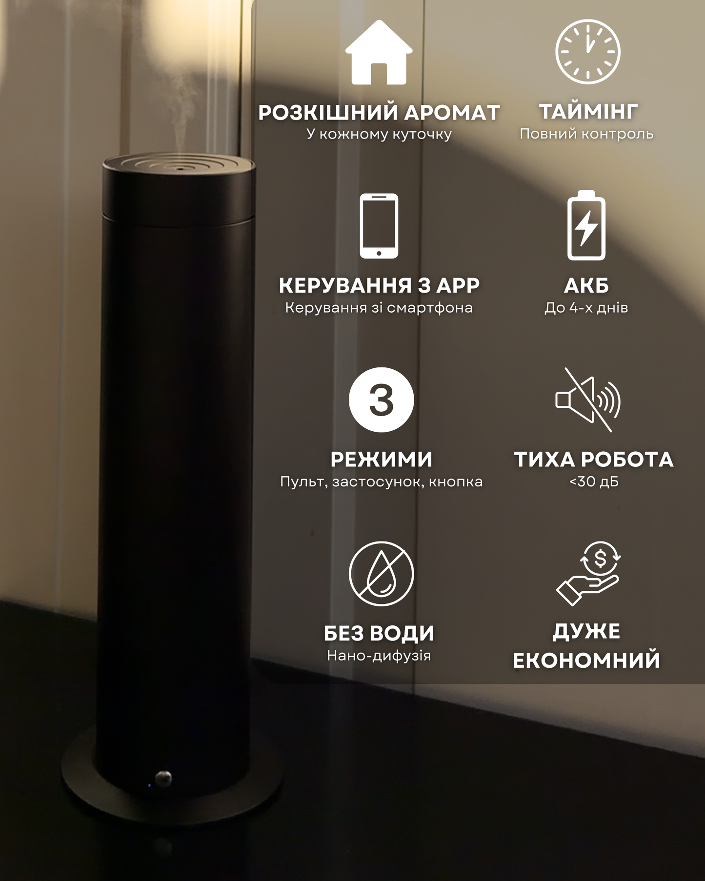Дифузор "INCANTO-150" Bluetooth, чорний з АКБ/БЕЗ АКБ
